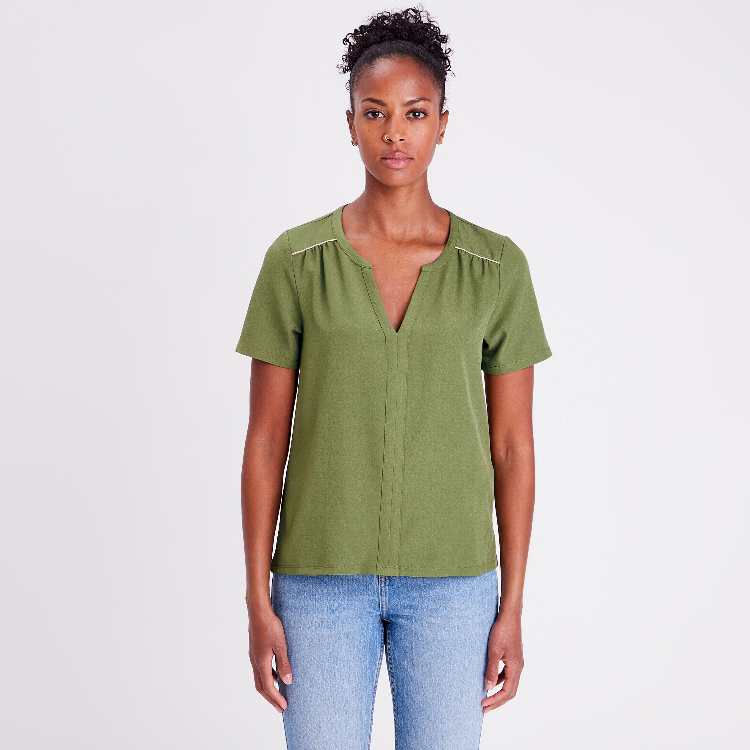 T-shirt manches courtes vert kaki femme | Cache Cache