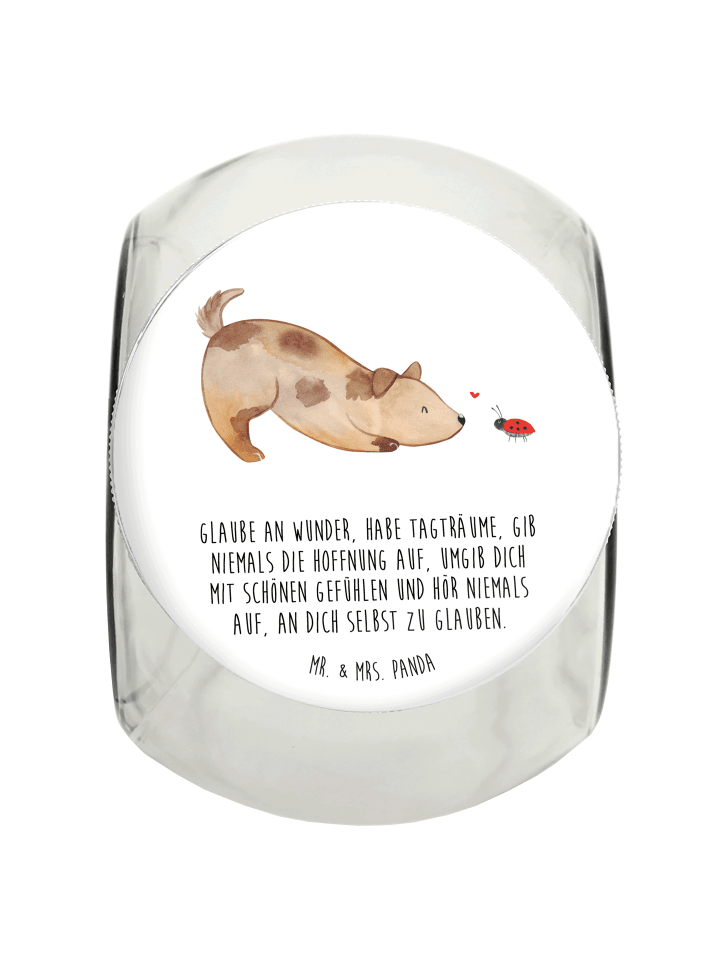 Mr. & Mrs. Panda Leckerli Glas Hund Marienkäfer mit Spruch in Weiß günstig kaufen