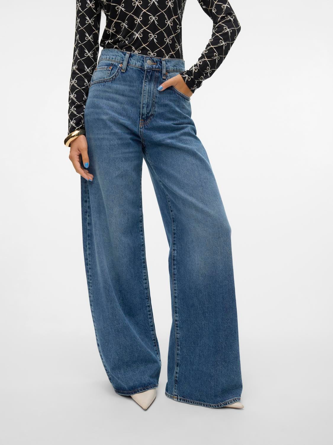 VMELINA Super High Rise Weiter Beinschnitt Jeans