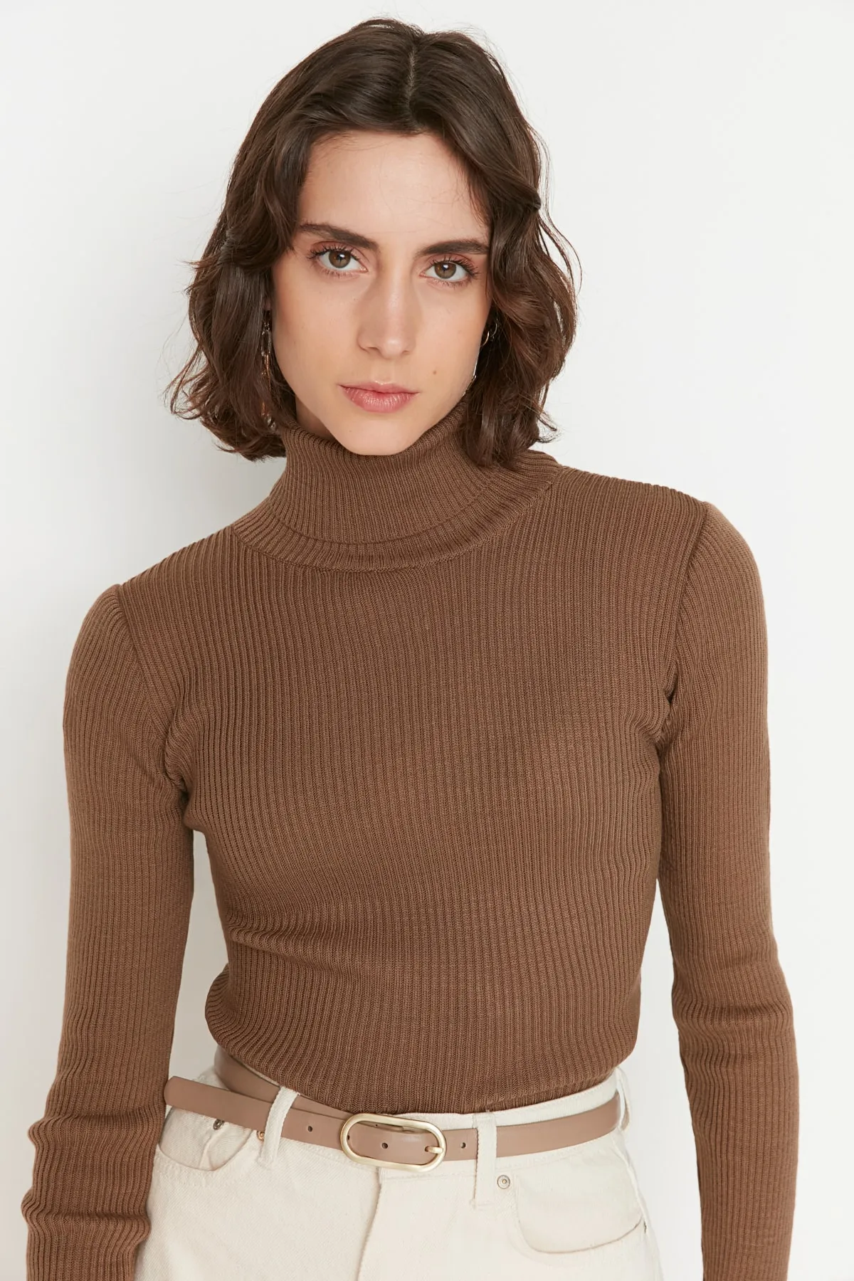 Trendyol Collection  Brauner Basic Rollkragenpullover TWOAW21KZ1279