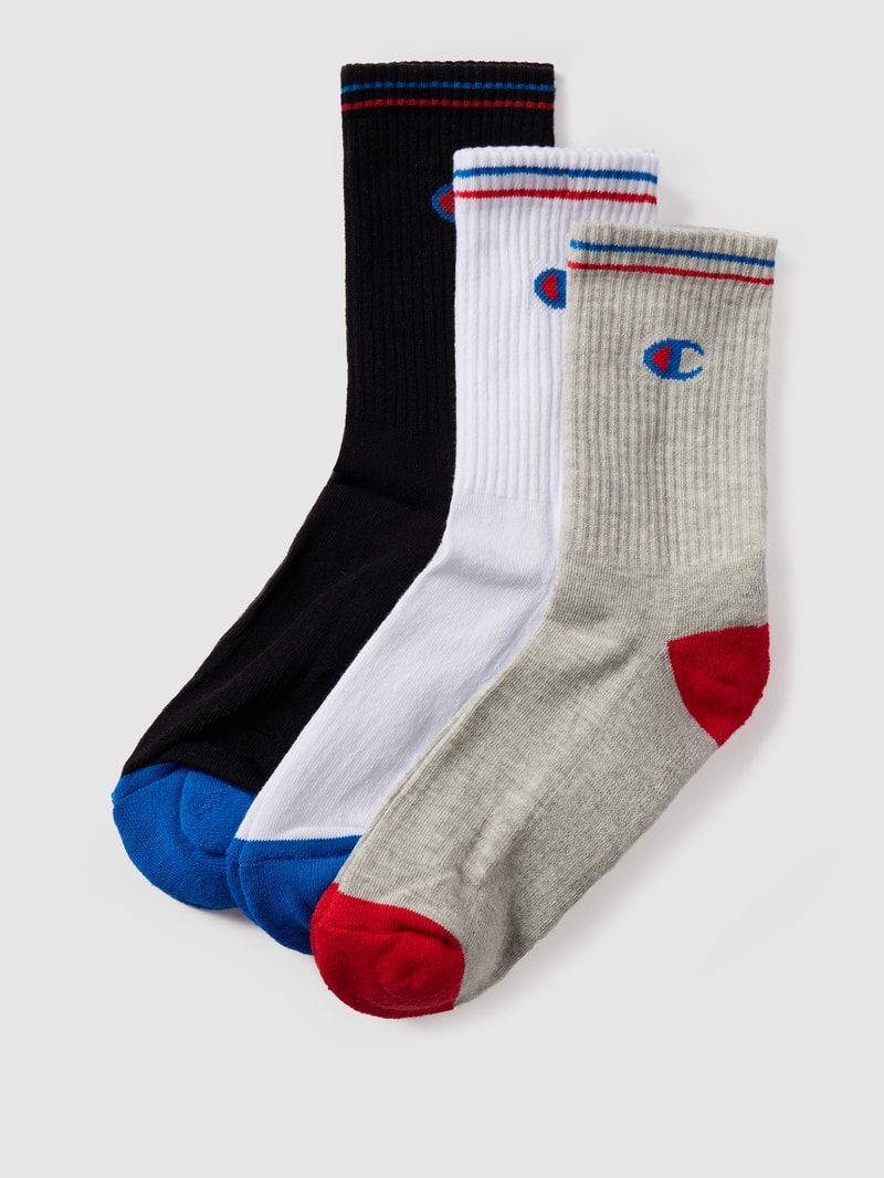 Socken mit Kontraststreifen im 3er-Pack in mittelgrau