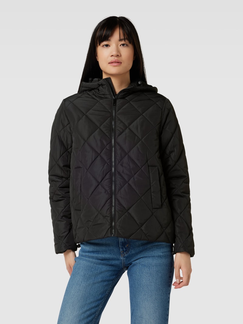 Steppjacke mit Kapuze in schwarz