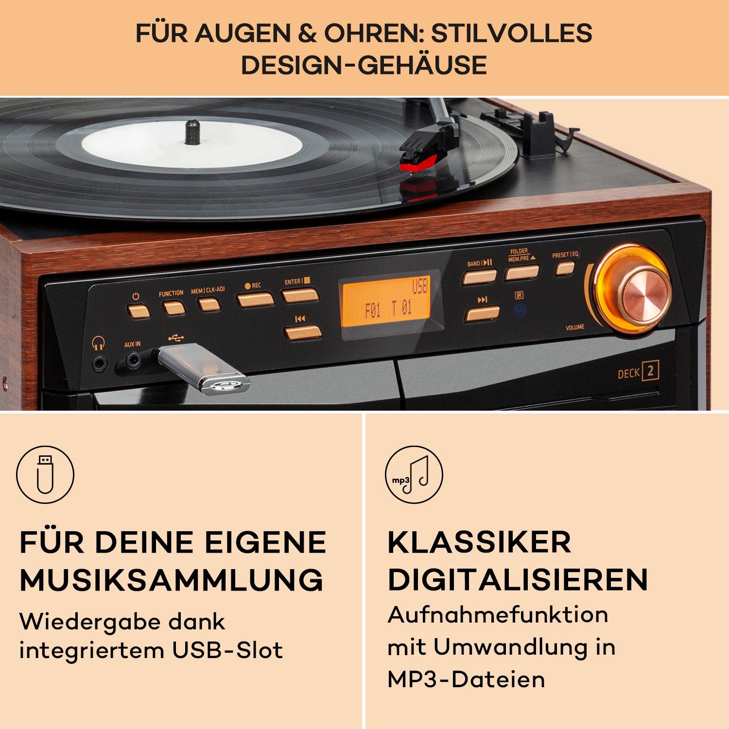 Auna 388-DAB+ Stereoanlage (FM und DAB+ Radiotuner, 10 W)