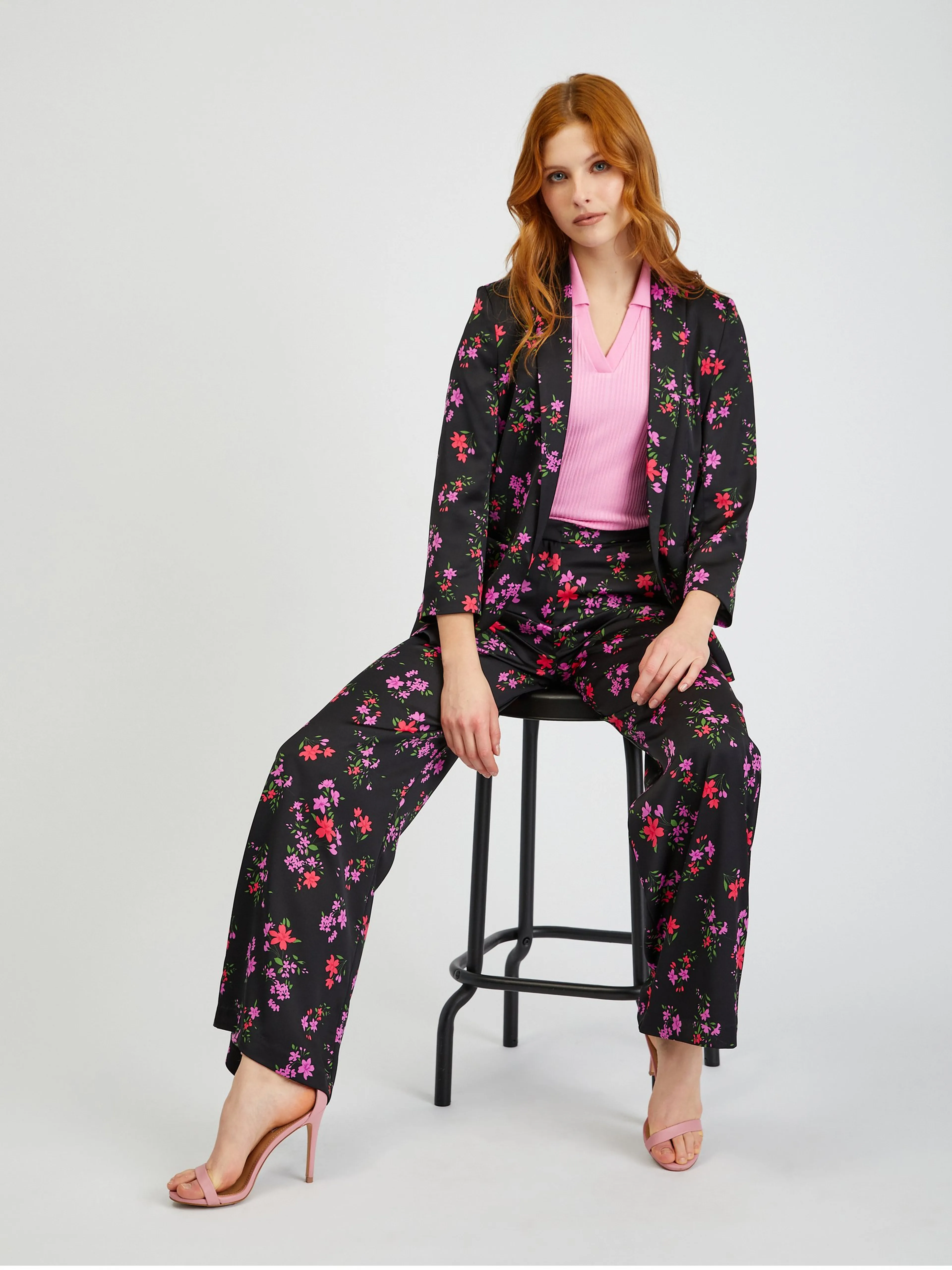 Schwarzer geblümter Damen Blazer ORSAY