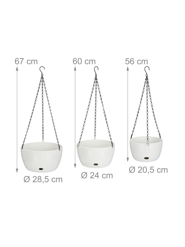 relaxdays 3-tlg. Blumenampel Set in Weiß günstig kaufen onesize