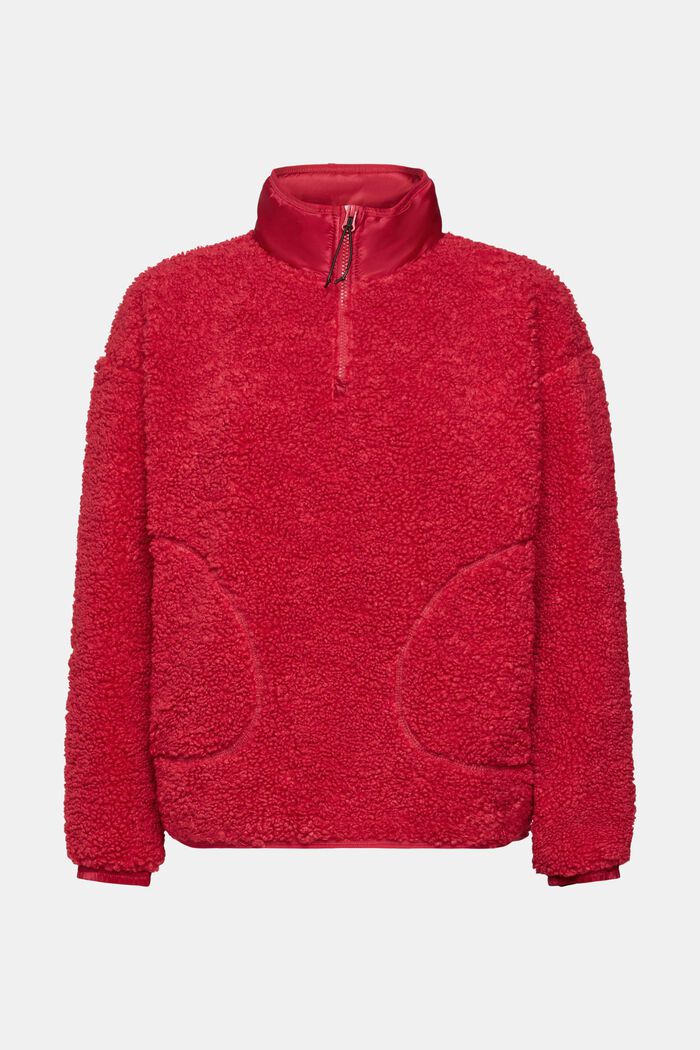 Sweatshirt aus Teddyfleece mit halbem Zipper