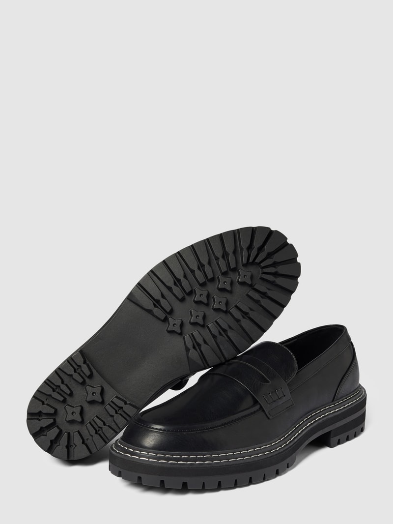 Loafers mit Kontrastnähten in schwarz