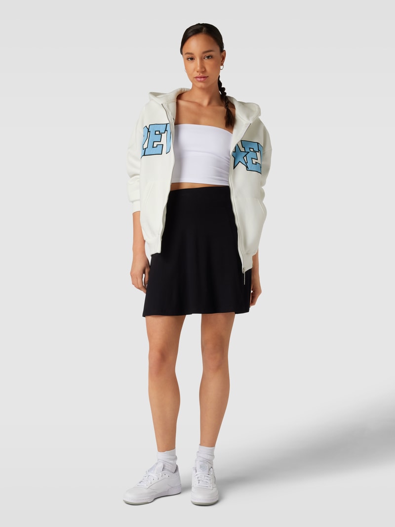 Sweatjacke mit Label-Stitching in weiß