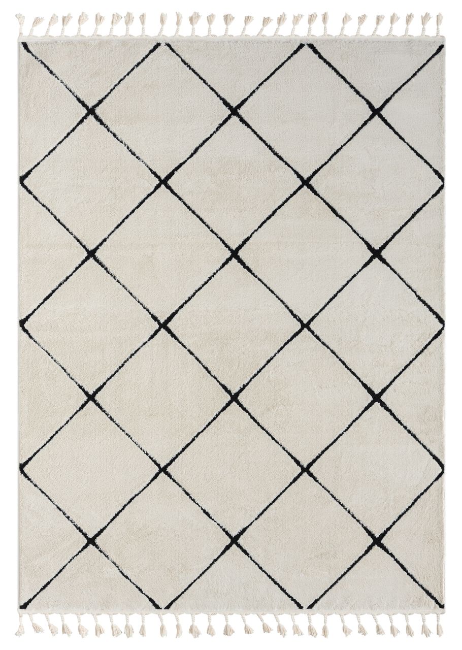 MyFlair Teppich Moroccan Divine, 190 cm x 240 cm, Farbe weiß, rechteckig, Florhöhe 19mm
