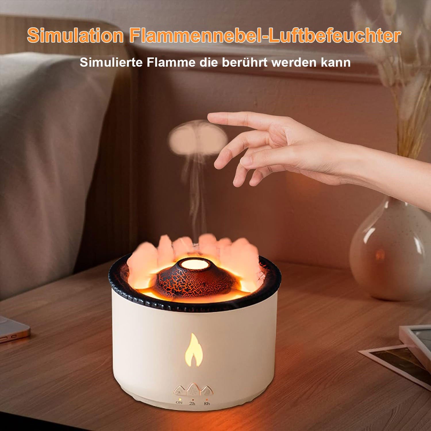Sarfly Luftbefeuchter Volcano Luftbefeuchter, Ultra Silent Flame Diffusor Luftbefeucht 360ML