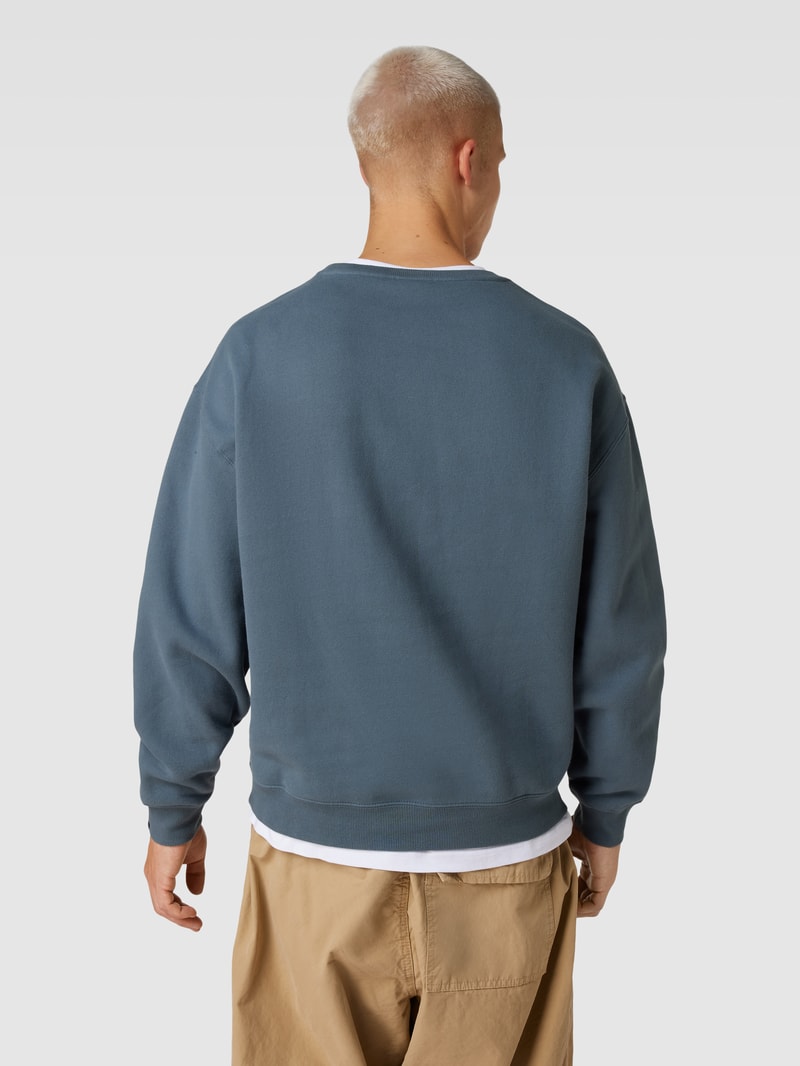 Sweatshirt mit Label-Stitching Modell 'AURELIO' in rauchblau