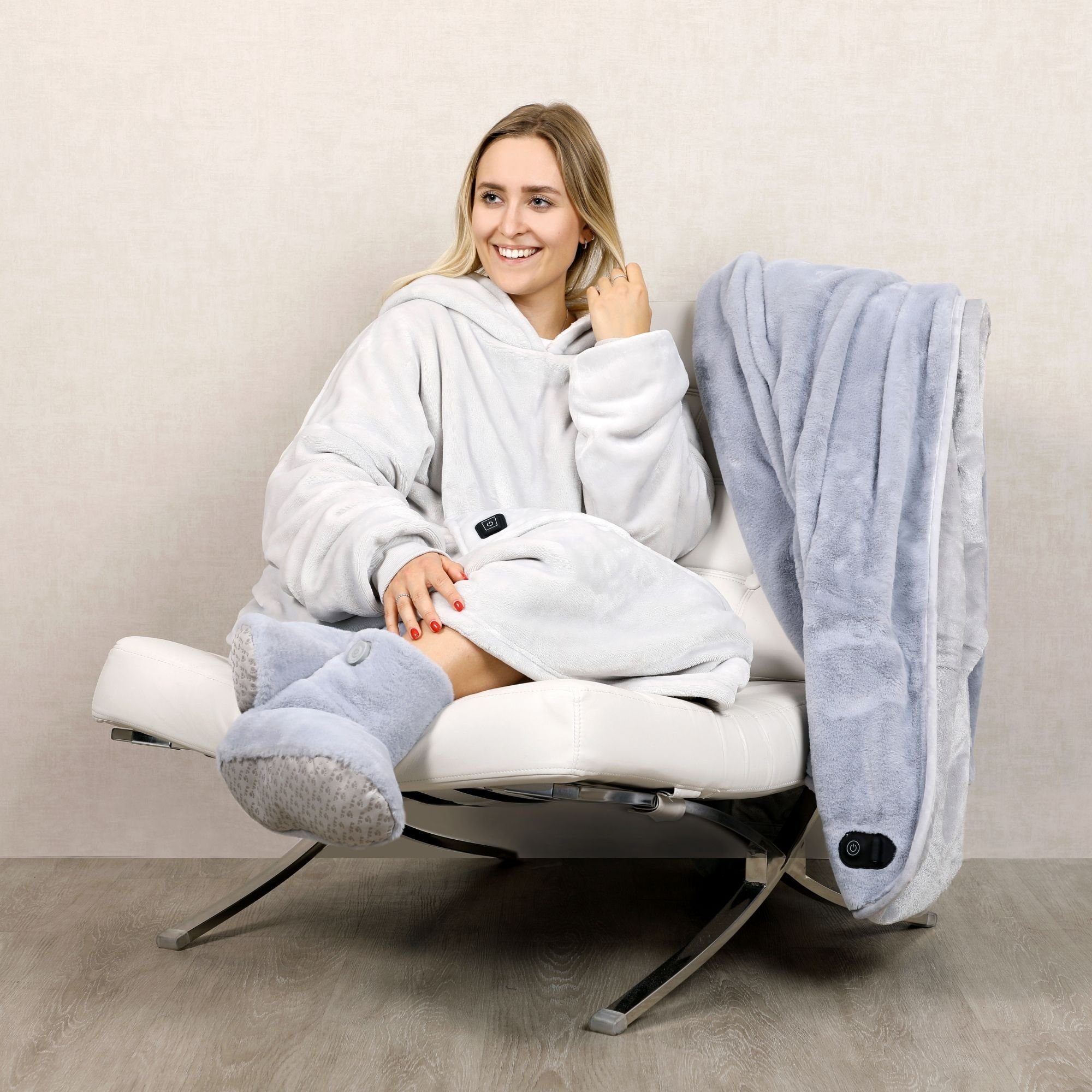 Wohndecke Premium flauschige Decke mit Ärmeln, NorthHeat, beheizt und unbeheizt