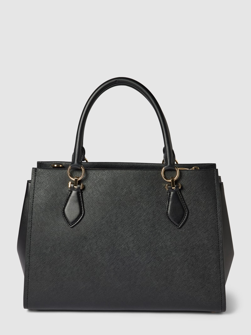Tote Bag aus Leder mit Label-Detail Modell 'MARILYN' in schwarz