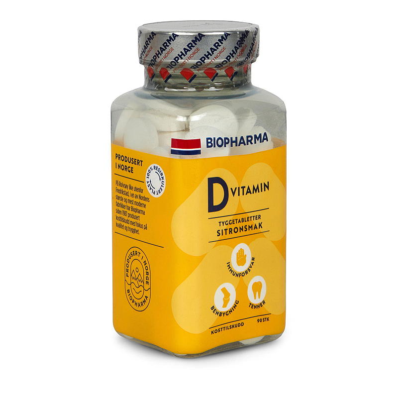 Biopharma D-vitamin 90 stk Sitron, tyggetab., Biopharma
