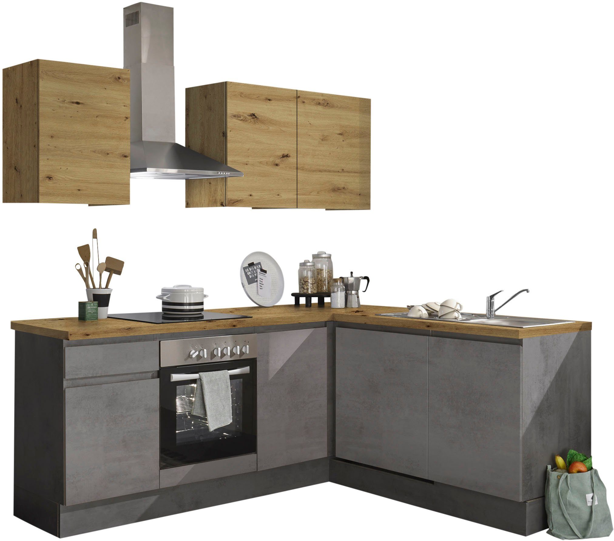 BASIC by Balculina Küche Adna, Stellbreite 220/170 cm, wahlweise mit oder ohne E-Geräte