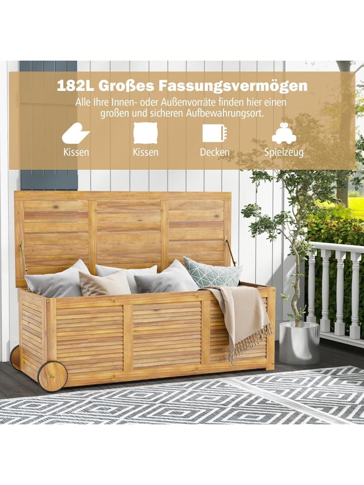 COSTWAY Gartenbox 182L mit Innentasche in Hellbraun günstig kaufen onesize