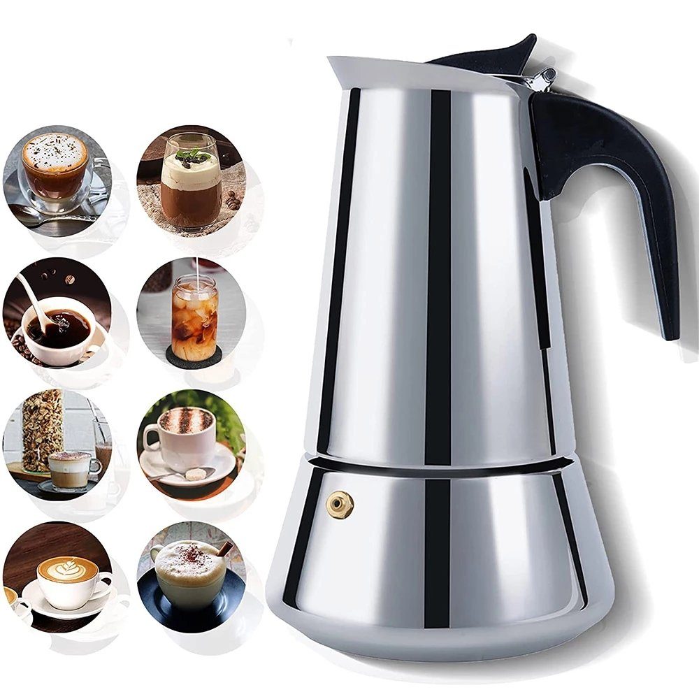 BlingBin Espressokocher Espressokocher Edelstahl 6 9 12 Tassen Espressokanne, 6l Kaffeekanne