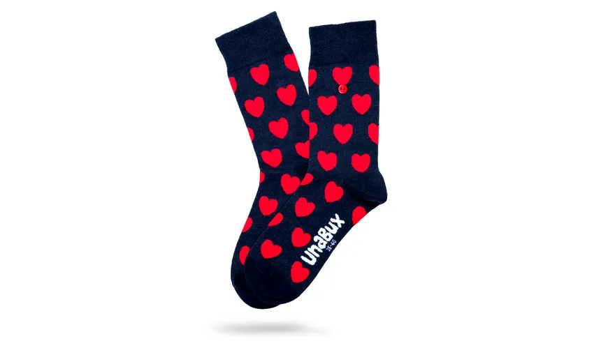 Unabux Unisex Socken Herzen navy