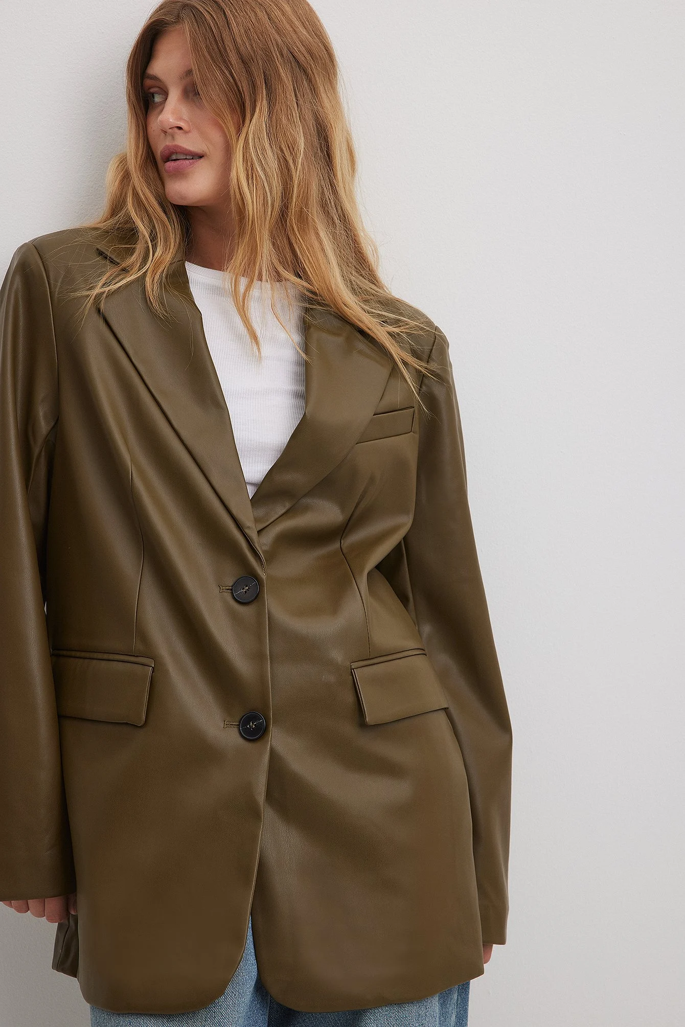 Maxi übergroßer PU-Blazer