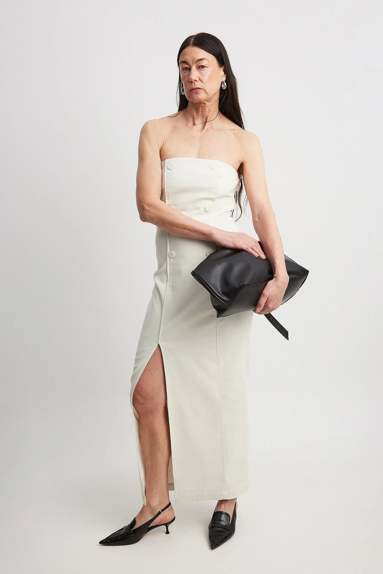 Zweireihiges Bandeau-Midikleid