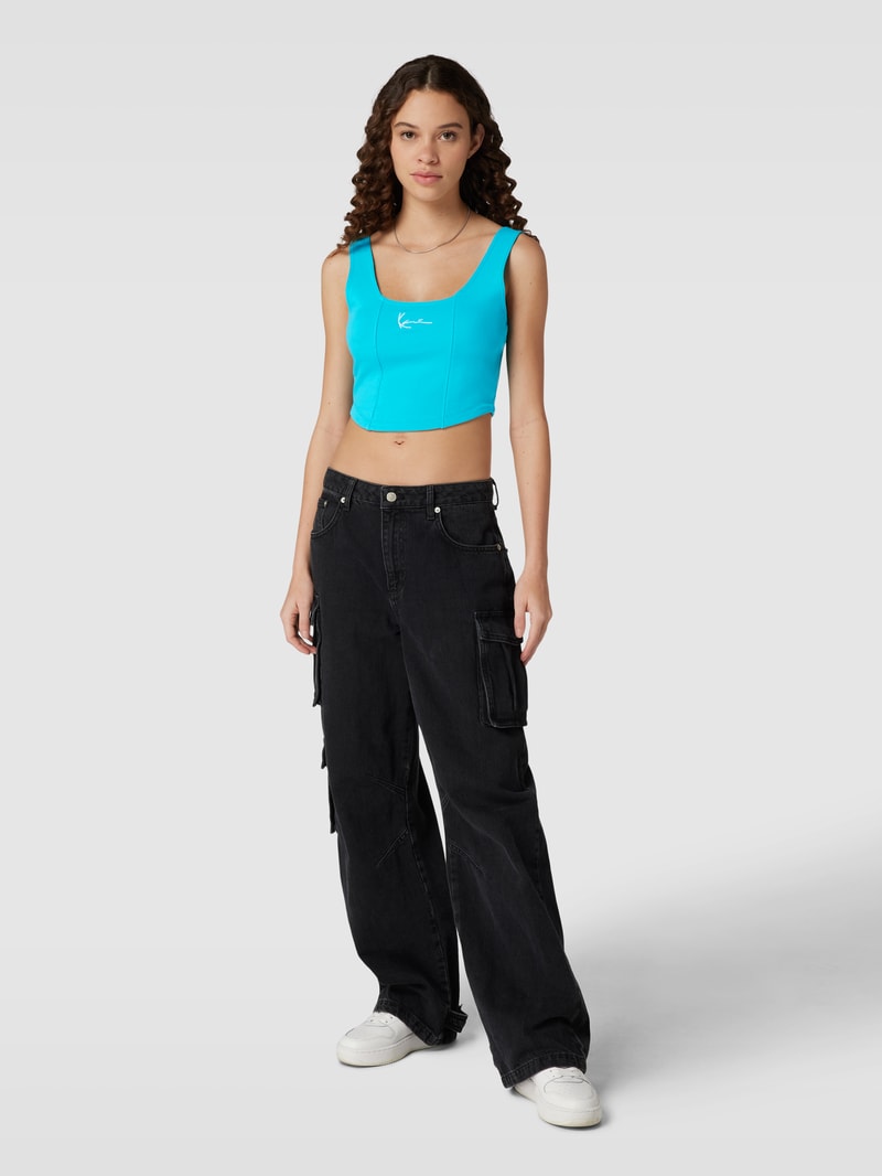 Crop Top mit Label-Stitching - P&C x Karl Kani in tuerkis