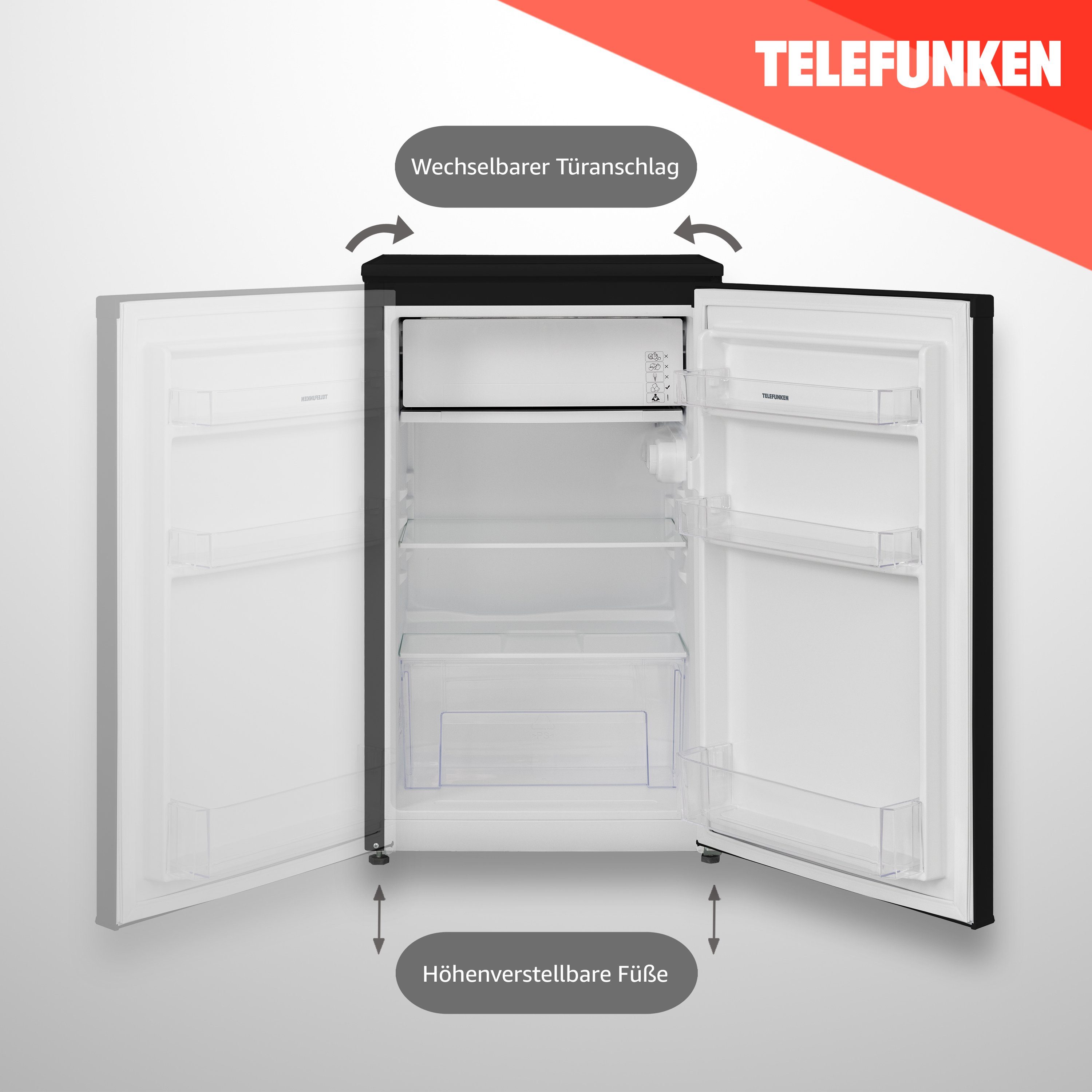 Telefunken Kühlschrank CF-33-101-DI, 82.1 cm hoch, 48 cm breit, 89 Liter Nutzinhalt, mit Eiswürfelfach, klein, freistehend