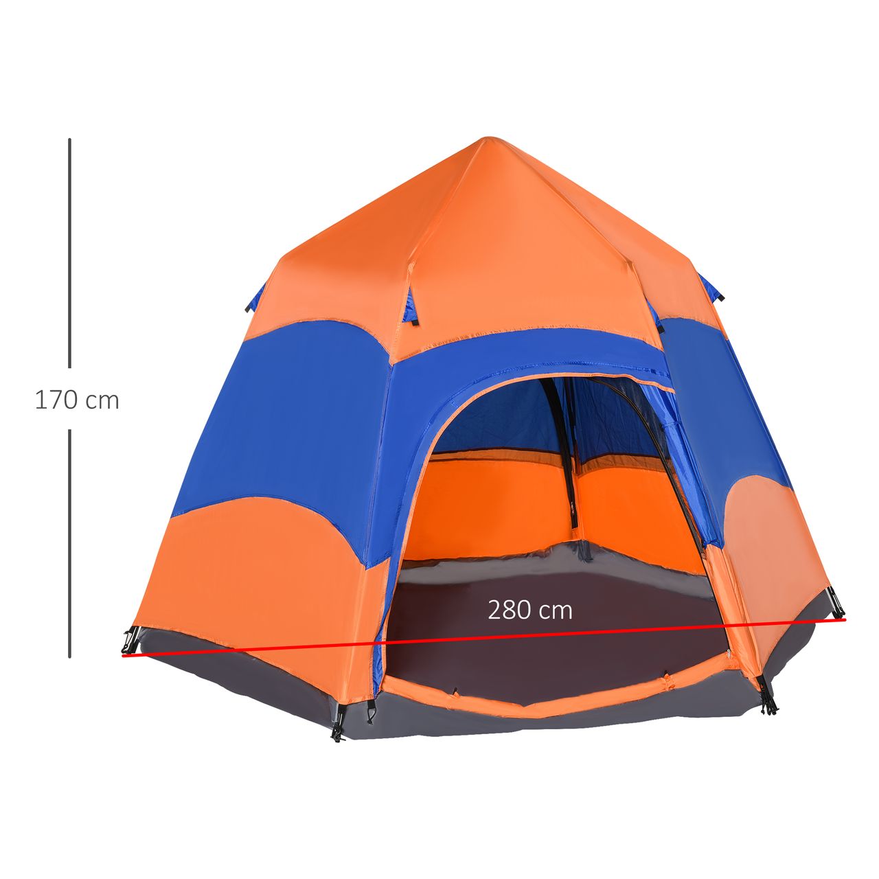 Outsunny Quick-Up-Zelt Campingzelt Doppelwandig Familienzelt für 4–6 Personen