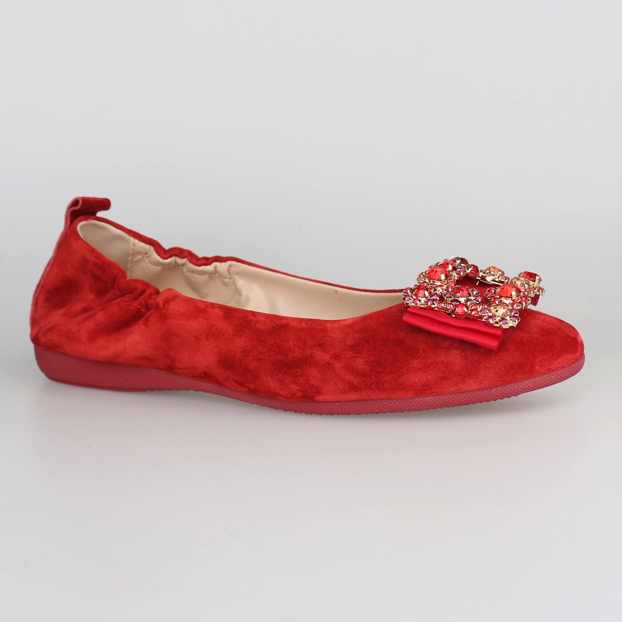 La Ballerina La Ballerina CAMBIO soft 15, Veloursleder, Rot Ballerina 2ei Schnallen im Lieferumfang, Trend Ballerinas 2024