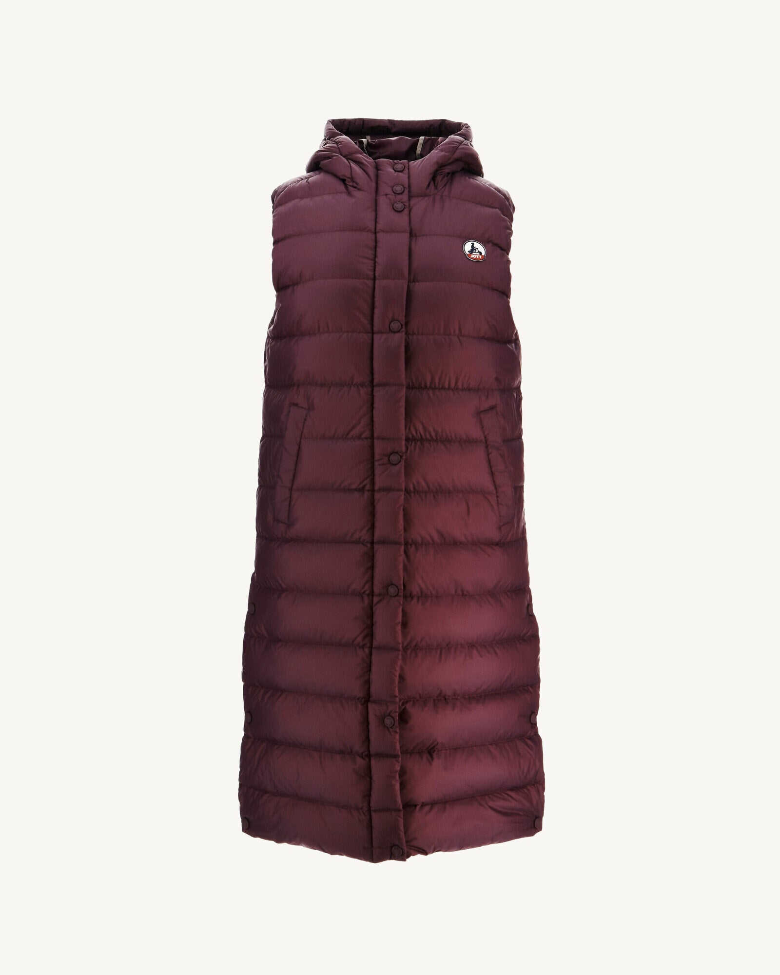 Doudoune longue droite à capuche Aubergine Lola