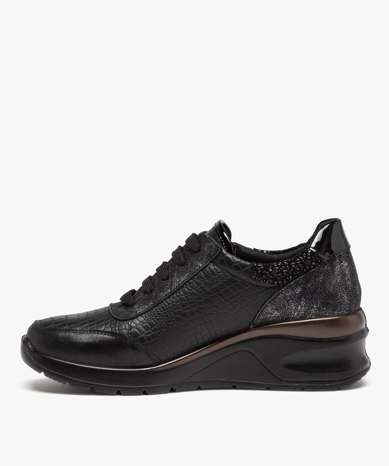 Derby confort avec lacets et zip sur semelle compensée femme noir | GEMO