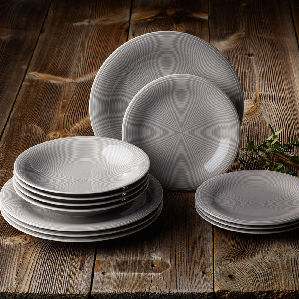 like. by Villeroy & Boch Set Starter Assiette 12pcs. Color Loop Stone service de vaisselle