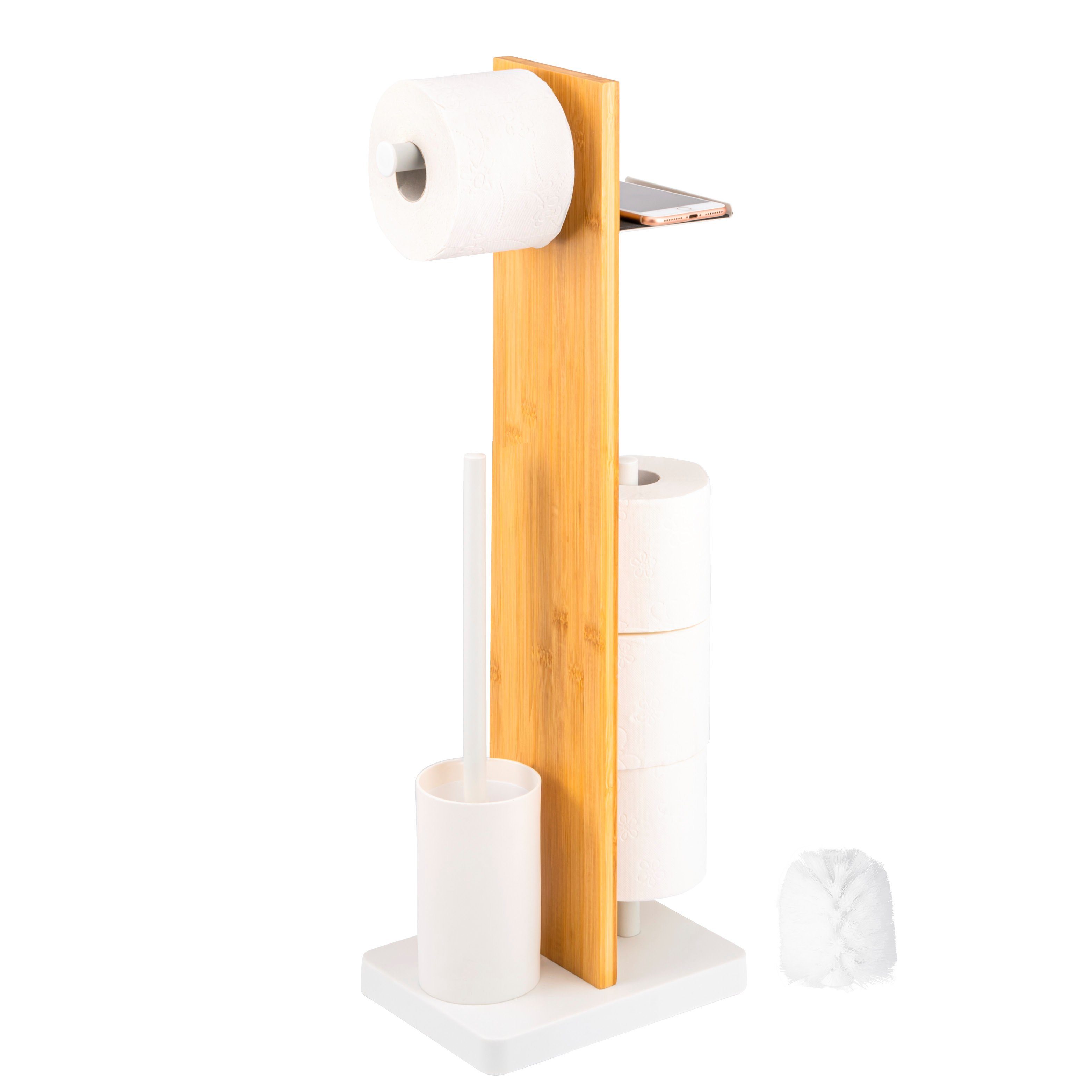 eluno WC-Garnitur 4in1, WC-Bürste, (Ersatz)Rollenhalter, Ablage, Toilette, (Set), 4in1, freistehend