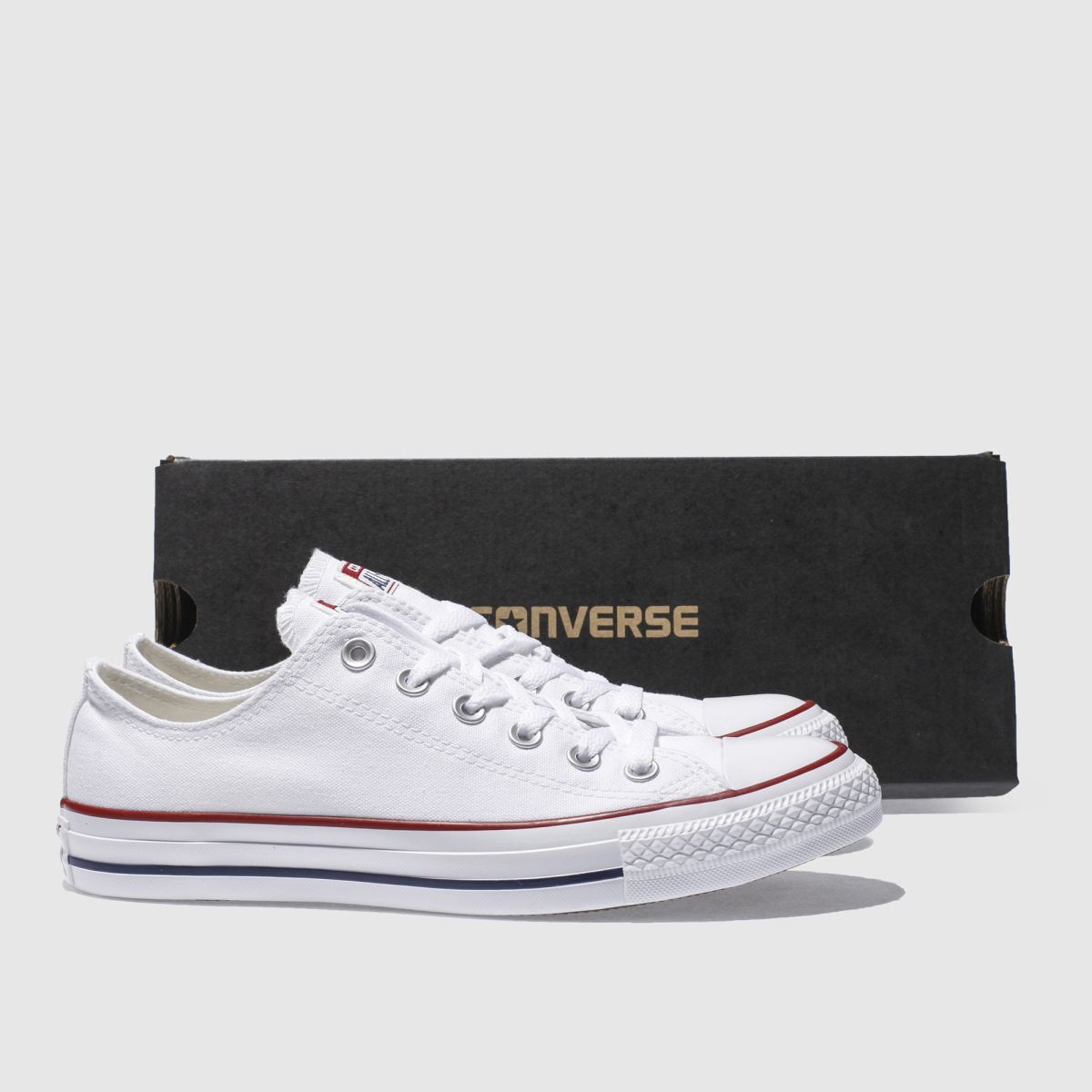 Converse – All Star – Vita sneakers med oxmönster