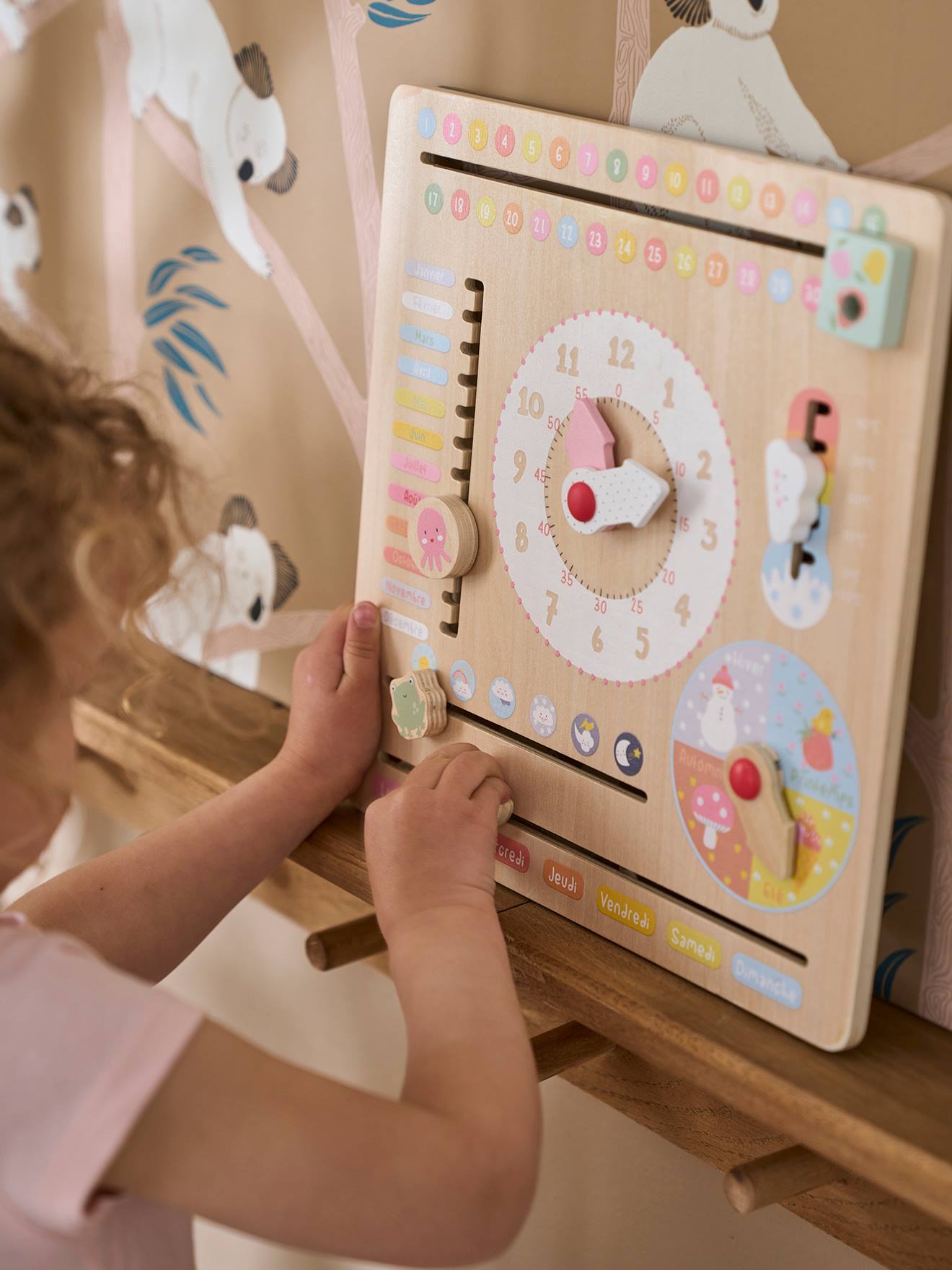 Vertbaudet Kinder Spieluhr mit Kalender, Holz FSC - mehrfarbig