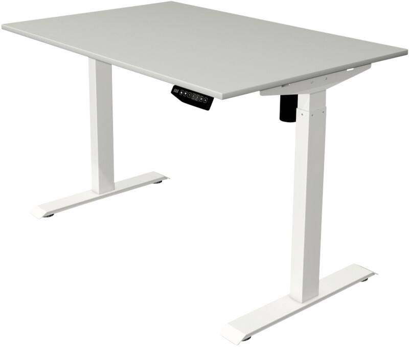Kerkmann Move 1 Rechteckig Elektronisch Höhenverstellbarer Sitz-Stehschreibtisch Melamin, Stahl Hellgrau, Weiß 1200 x 800 x 1230 mm