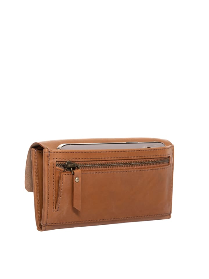 SID & VAIN Leder-Geldbörse echt Leder Geldbeutel Damen groß natural-hell-tan in beige günstig kaufen onesize