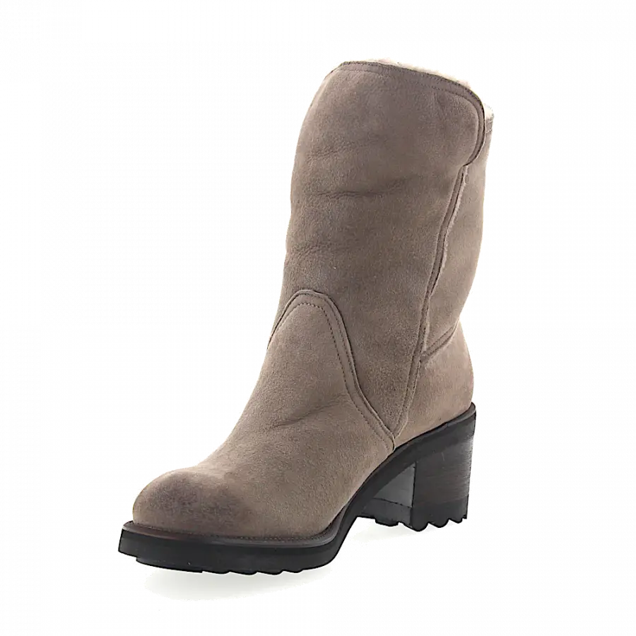ROSS B. - Stiefel Kalbsleder Lammfell Finished grau - grau