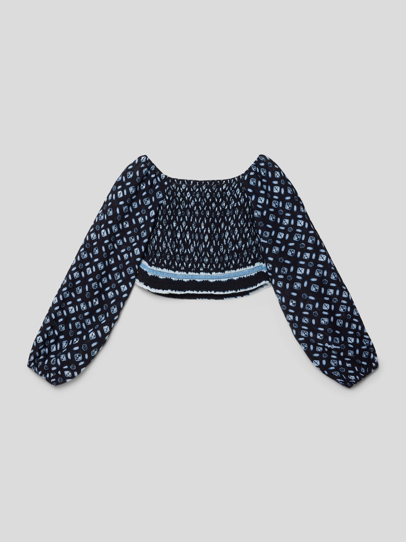 Bluse mit Allover-Muster in marineblau