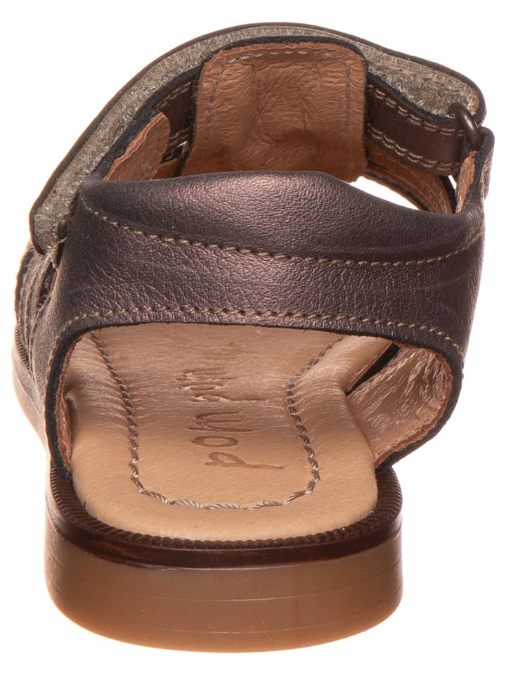 POM POM Leder-Sandalen in Braun günstig kaufen