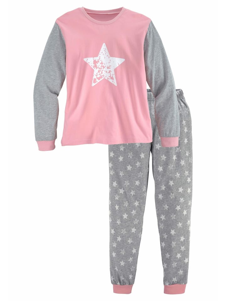 Vivance Pyjama in rosa-grau-meliert günstig kaufen
