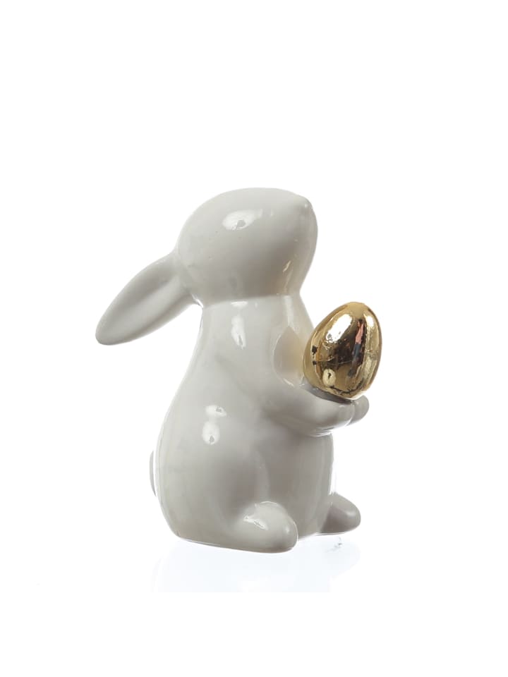 MARELIDA Hase mit goldenem Ei Osterhase Osterdeko Dekofigur H: 9,5cm in weiß günstig kaufen onesize