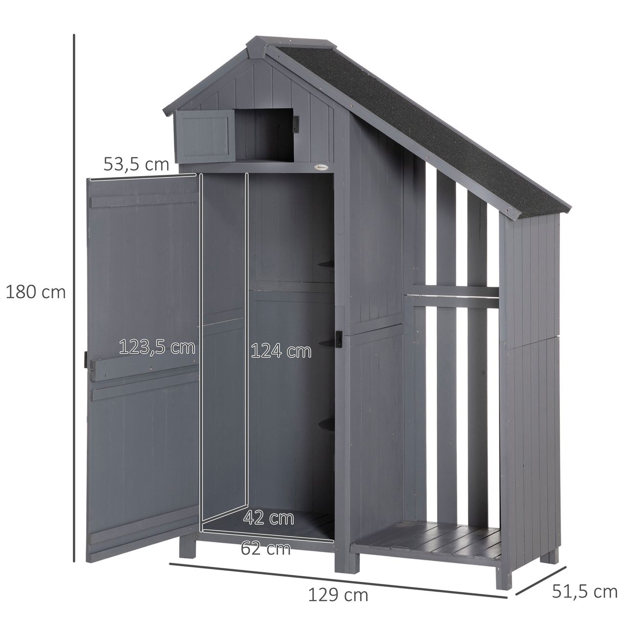Outsunny Gartenschrank Holz Geräteschuppen Geräteschrank Tannenholz Grau Schwarz