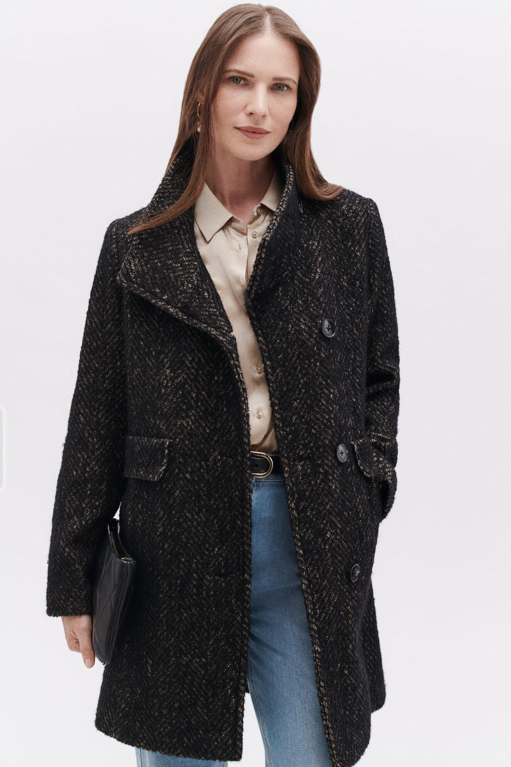 Manteau gali long noir femme