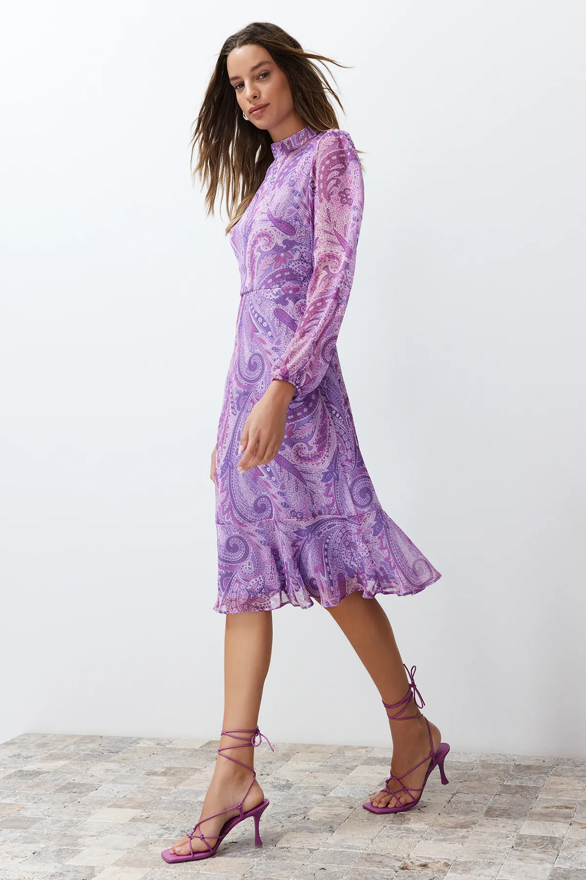 Trendyol Collection  Lila Schalmuster TWOAW23EL01436