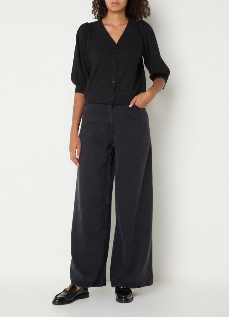 Sessùn Carbonel fine-knit cardigan with puff sleeves