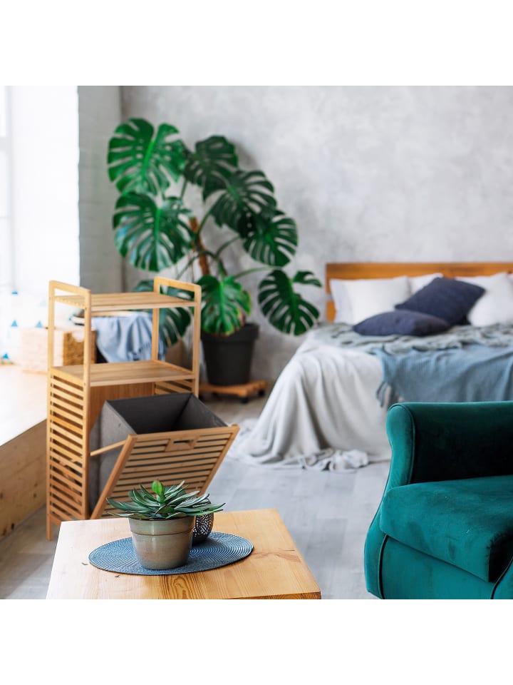 relaxdays Badregal mit Wäschekorb - (B)44 x (H)96 x (T)33 cm günstig kaufen onesize