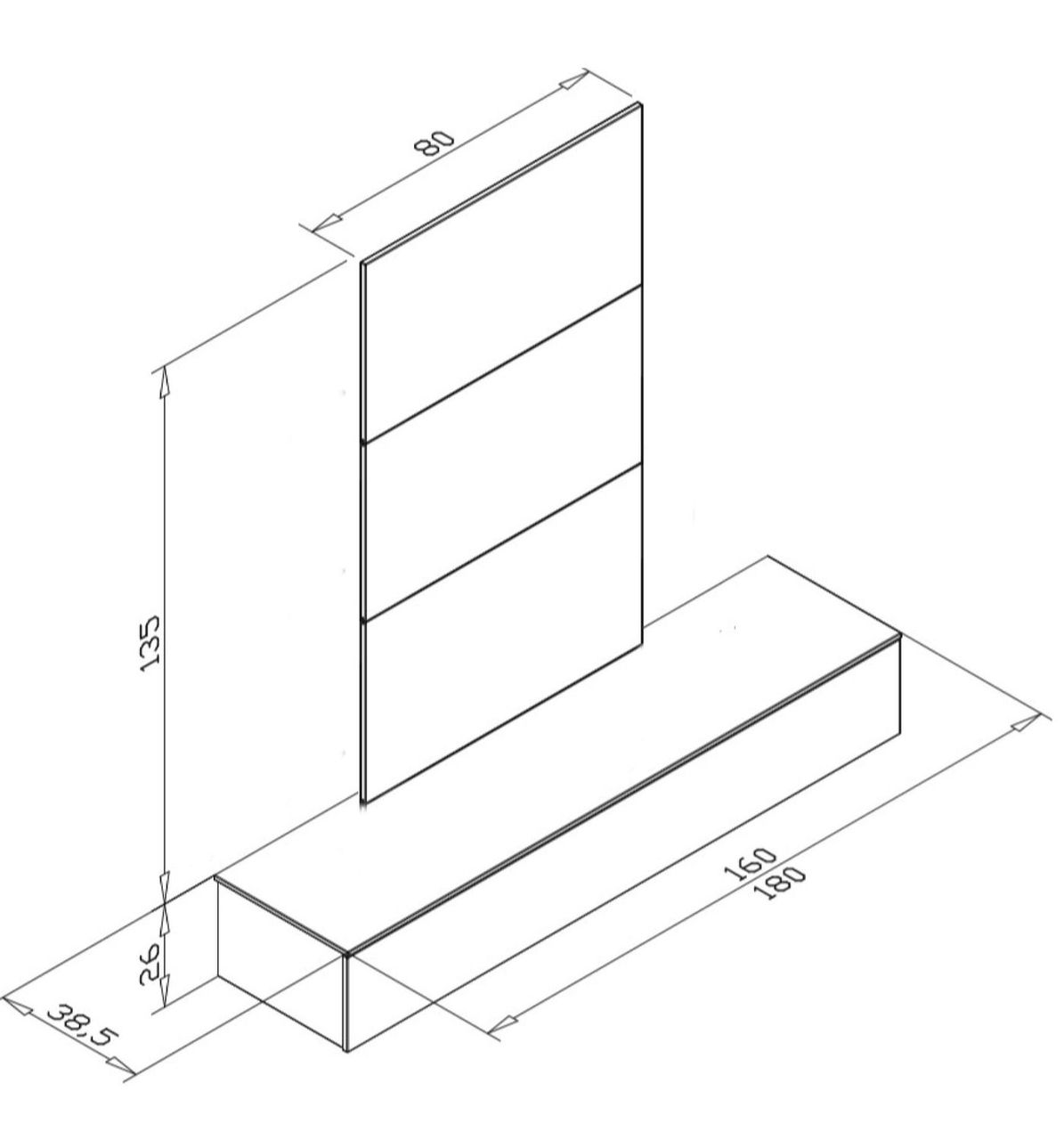 TroniTechnik TV Lowboard VELAN 140cm x 38,5cm x 26cm