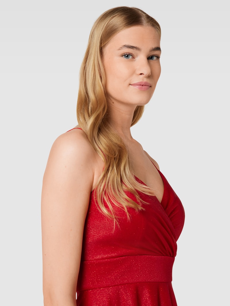 Cocktailkleid mit Spaghettiträgern in rot