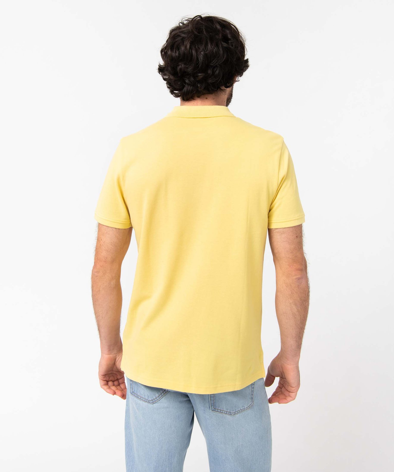 Polo homme à manches courtes en maille piquée jaune | GEMO