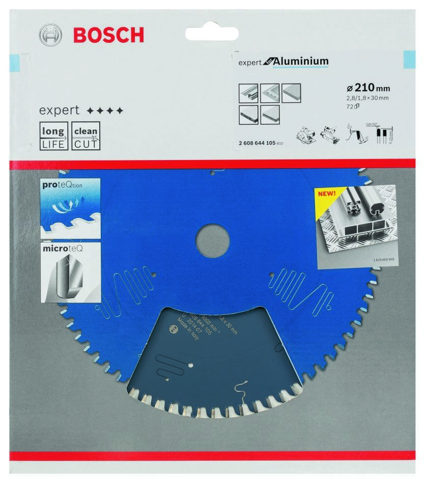 Bosch Blue Accessories 2608644105 Tarcza tnąca z węglików spiekanych Expert do aluminium 210 x 30 x 72T